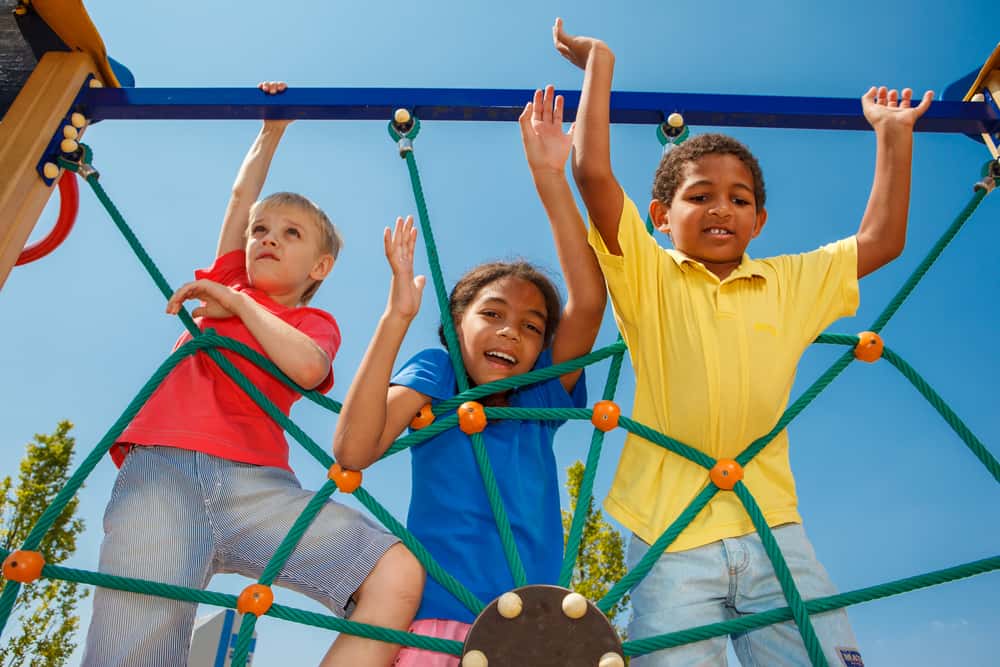 Kids having fun on a playground.